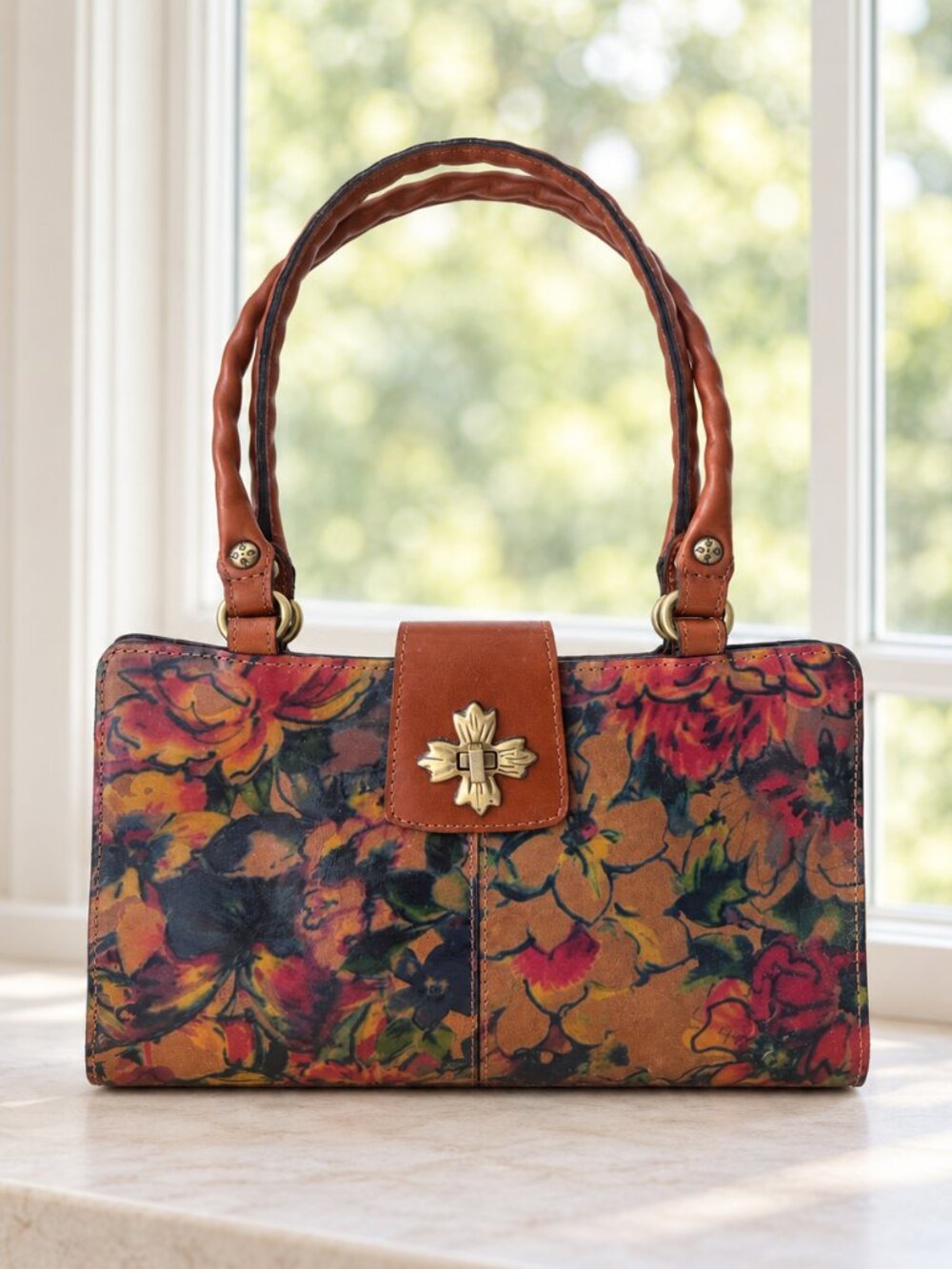 Patricia Nash Leather Rosina Summer Driving Shoulder HandBag Purse Floral